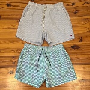 EUC Southern Marsh Men's Striped and Checkered Seersucker Bathing Suits Med 5”